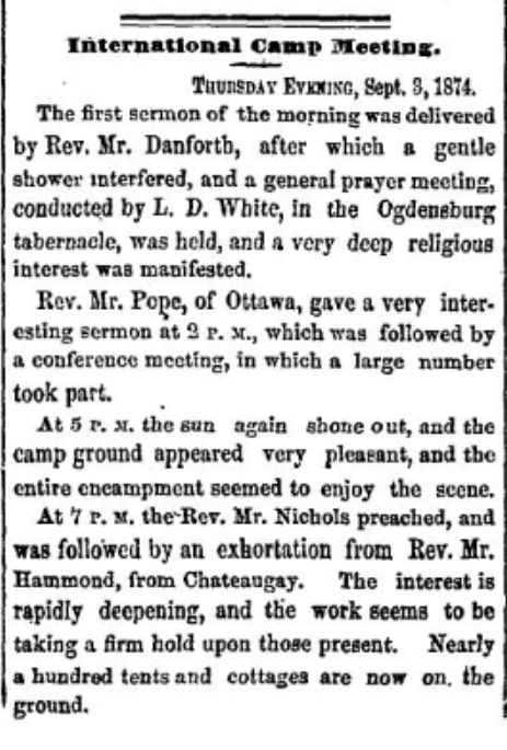 Methodist Camp Meeting near Morristown, NY