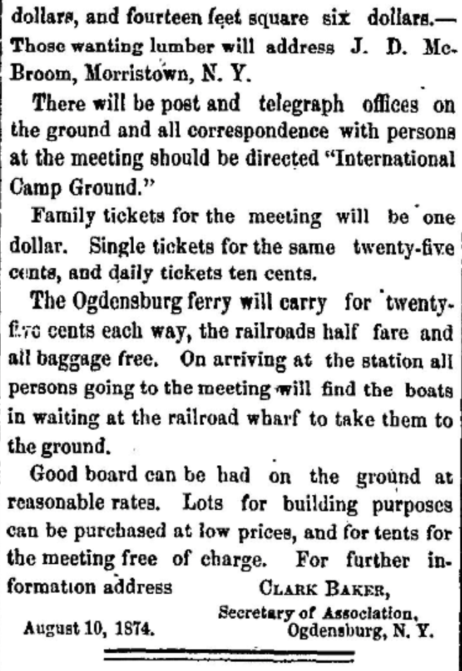 Methodist Camp Meeting Terrace park near Morristown, NY