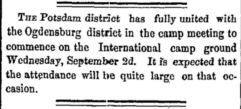 International Camp Ground later know as Terrace Park near Morristown, NY