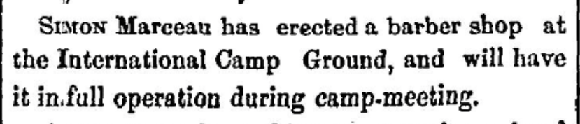 Barber shop set up for Methodist Camp Meeting