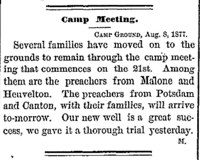 methodist camp meeting St. Lawrence River