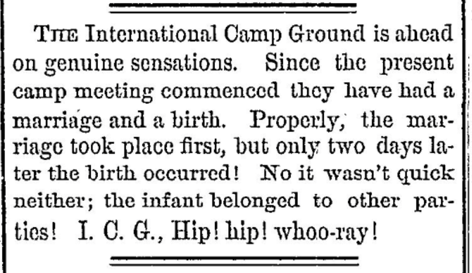 Camp Meeting marriages and births
