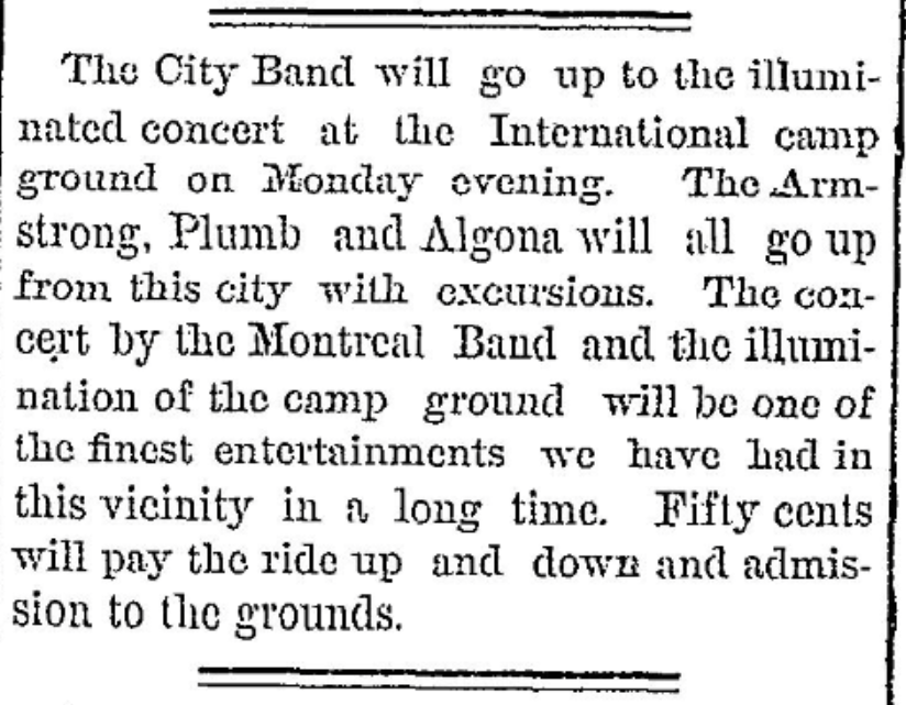 Illumination and concert 1877 near Morristown, NY