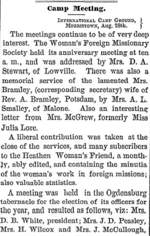 Methodist Camp meeting 1877 morristown, NY